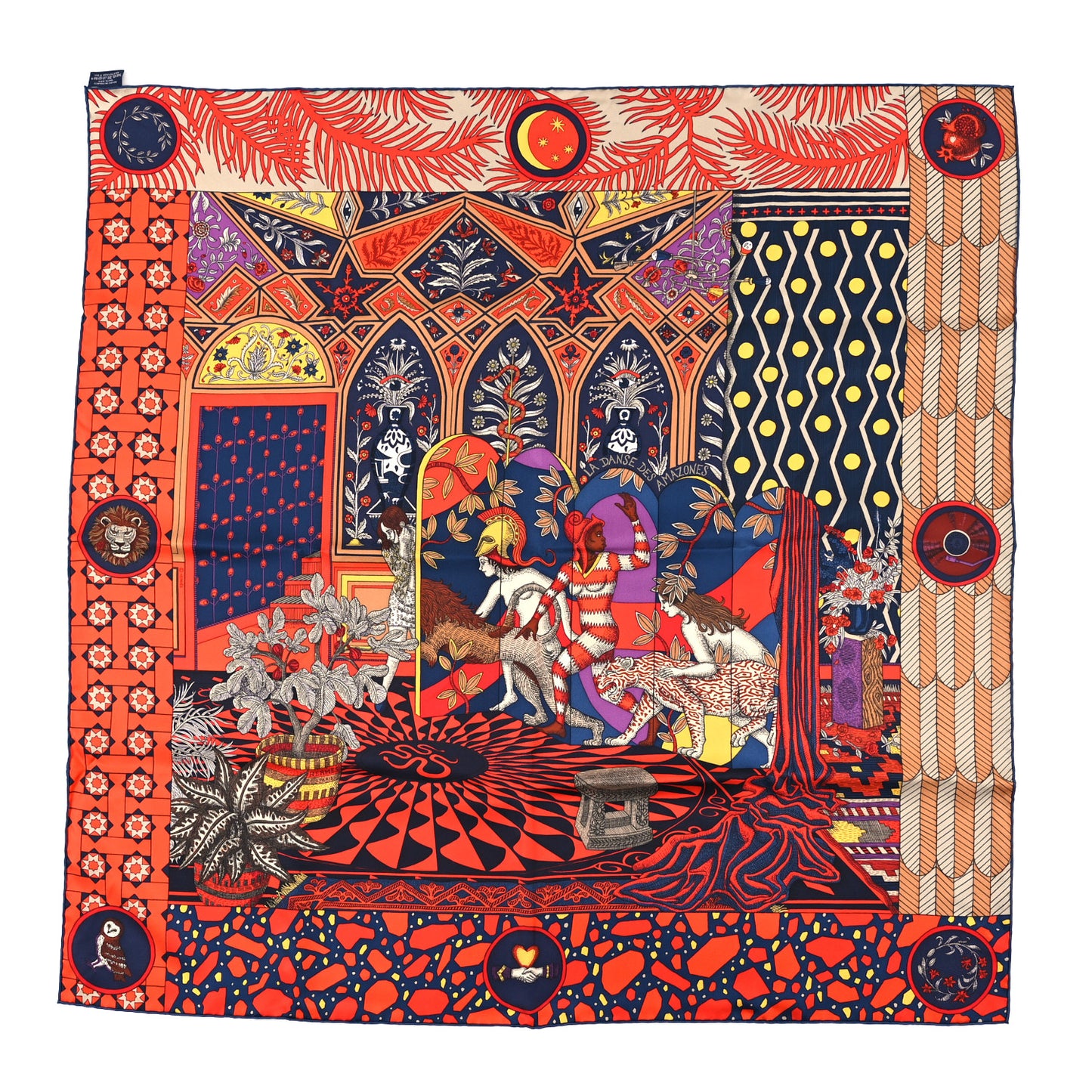 Cashmere Silk La Danse Des Amazones Shawl 140 Marine Rouge Violet
