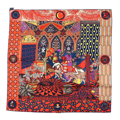 Hermes Cashmere Silk La Danse Des Amazones Shawl 140 Marine Rouge Violet 1 of 3