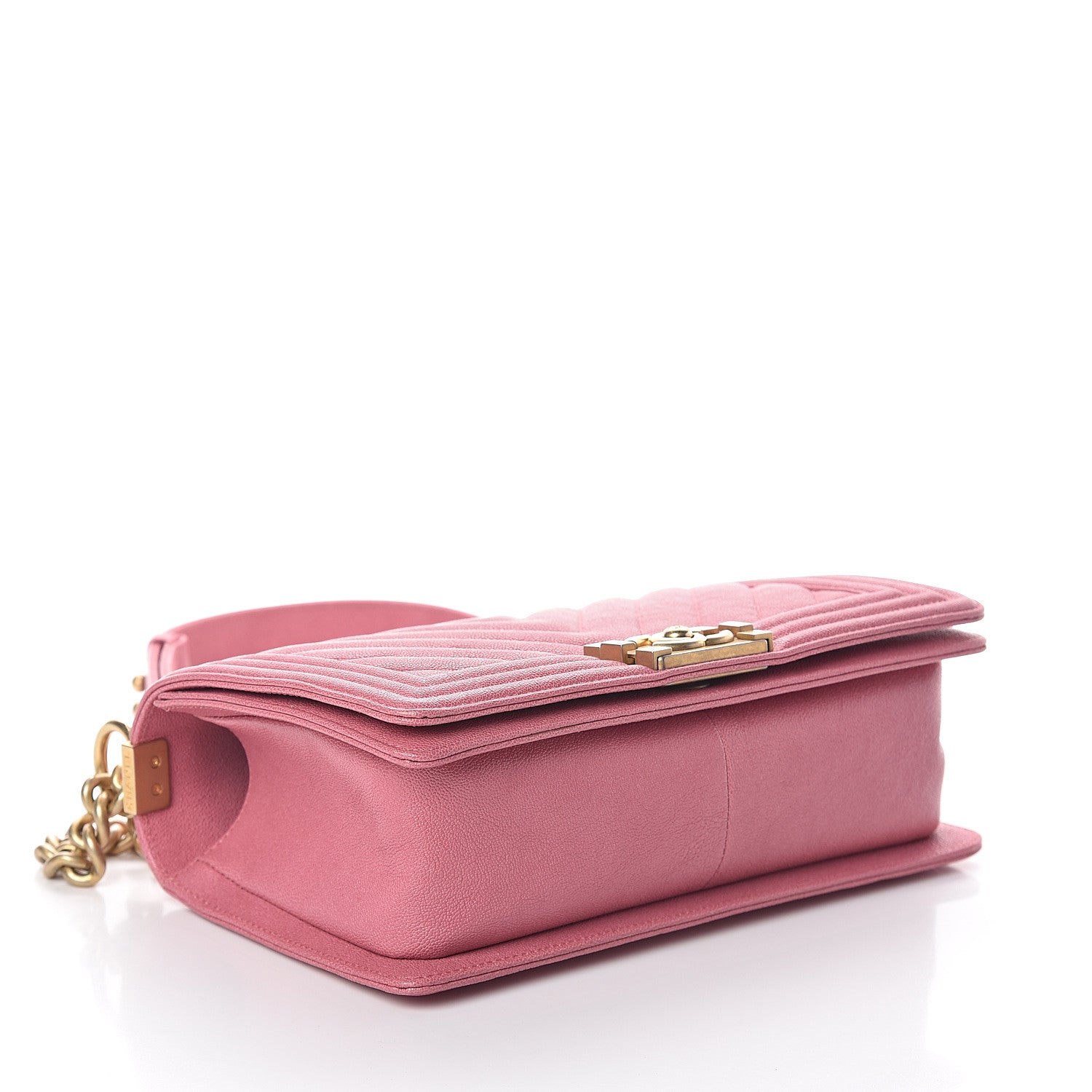 Chanel Caviar Chevron Quilted Medium Boy Flap Pink 3 of 9