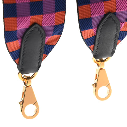 Hermes Toile Swift 50mm Maxi Quadrille Shoulder Strap Saphir Anemone Capucine Black 3 of 6