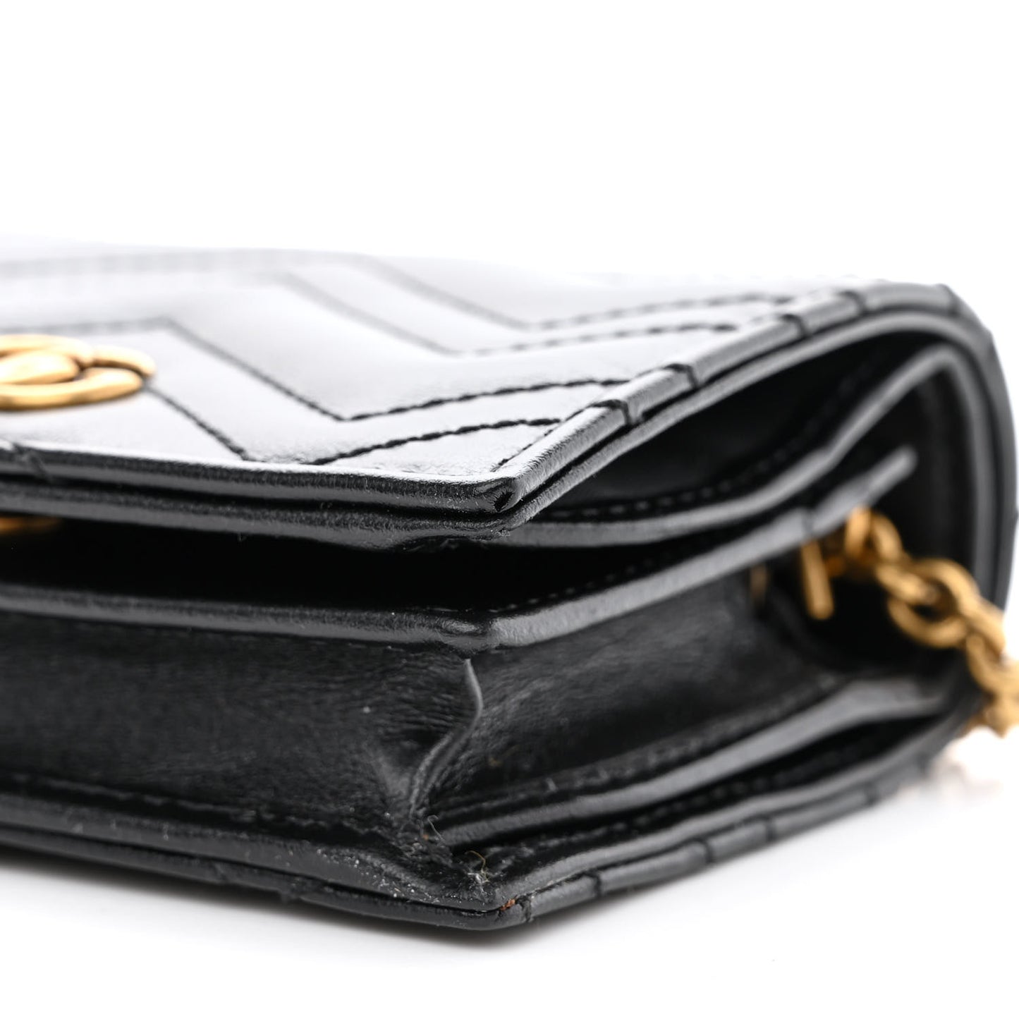 Calfskin Matelasse GG Marmont Mini Wallet On Chain Black