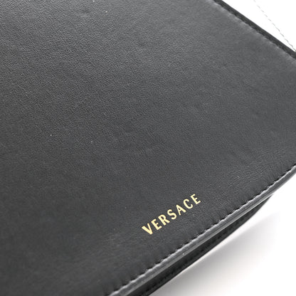 Versace Vitello Snakeskin Calf Hair Virtus V Small Top Handle Shoulder Bag Black Brown Multicolor 11 of 15