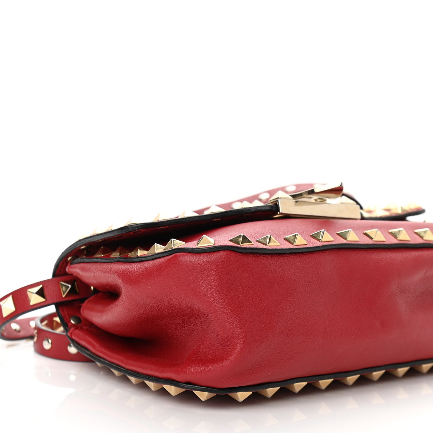 Vitello Mini Rockstud Flap Saddle Crossbody Bag Rosso Valentino