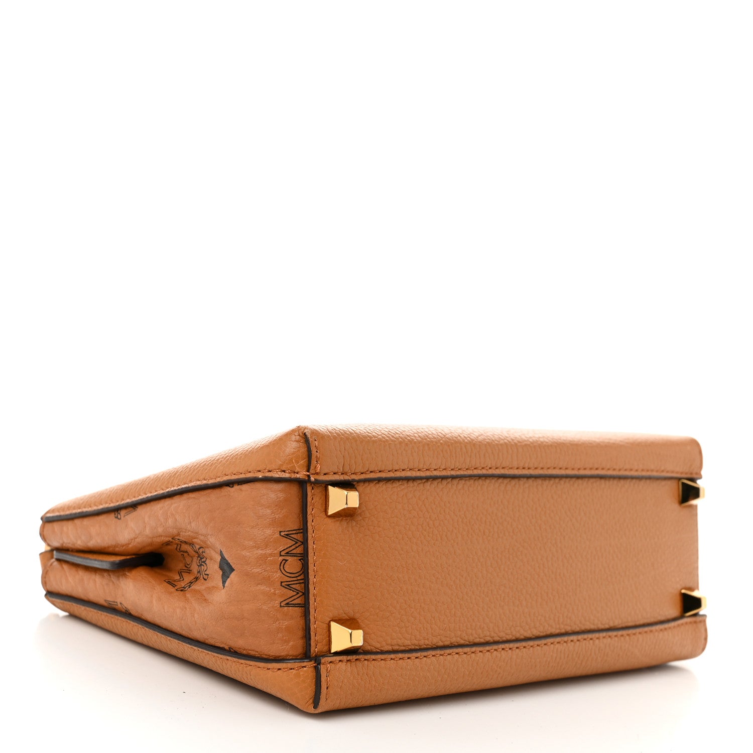 MCM Grained Calfskin Visetos Top Handle Crossbody Cognac 4 of 8