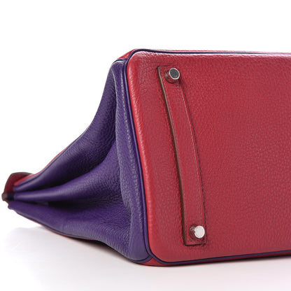 Hermes Togo Bi Color Horseshoe Birkin 35 Iris Rubis 6 of 14