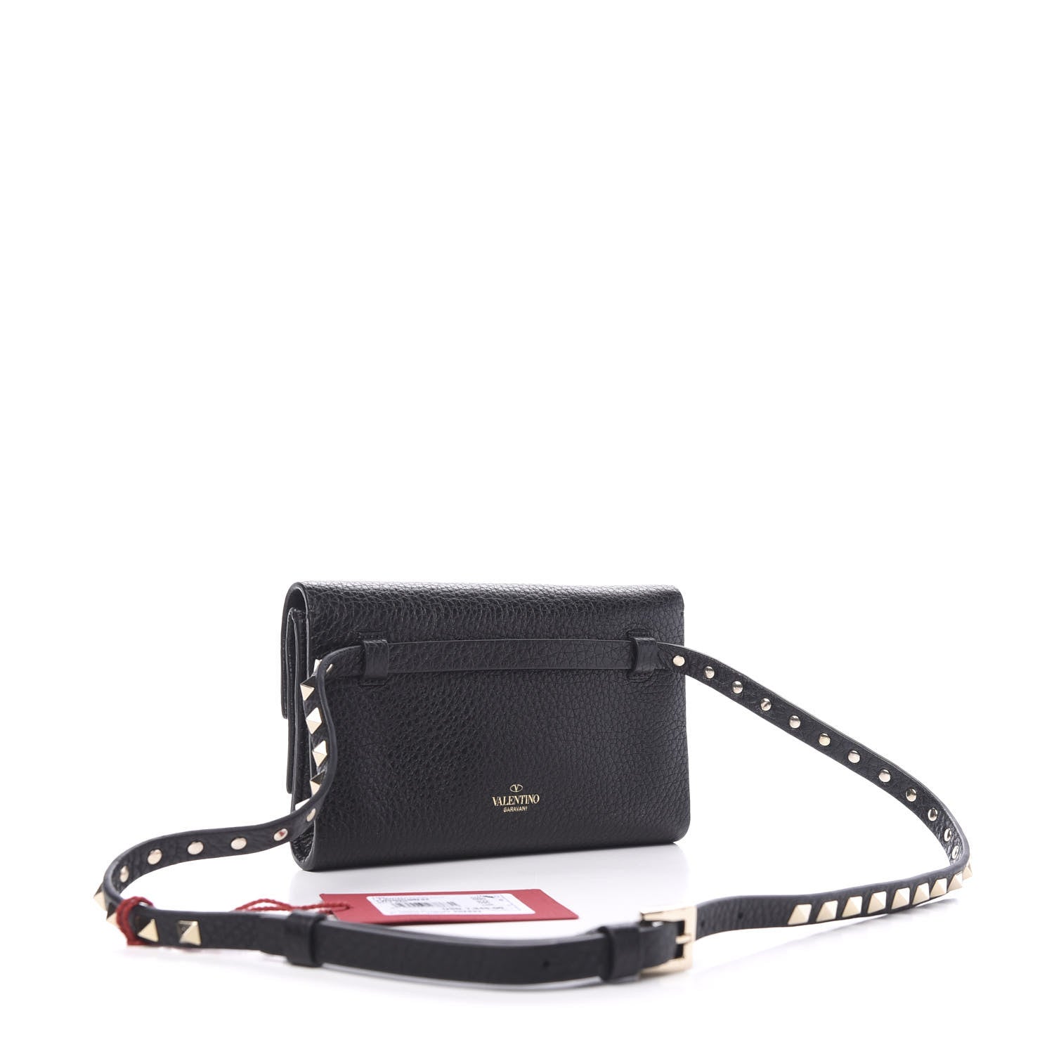 Valentino Garavani Grainy Calfskin Rockstud Double Flap Belt Bag Black 2 of 8