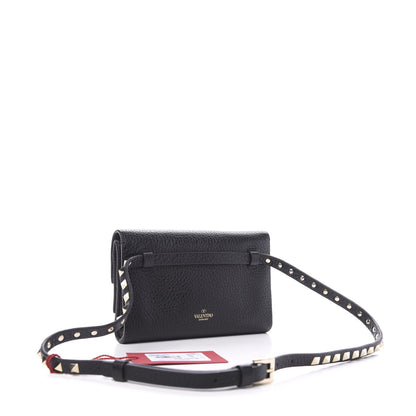 Valentino Garavani Grainy Calfskin Rockstud Double Flap Belt Bag Black 2 of 8