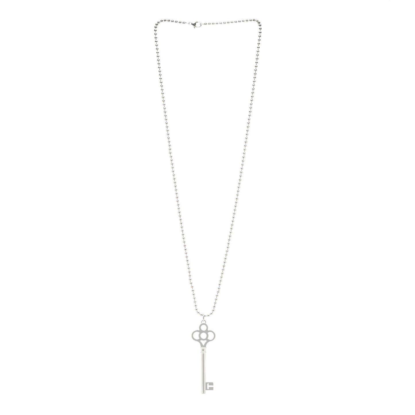 Sterling Silver Large Crown Key Pendant Necklace