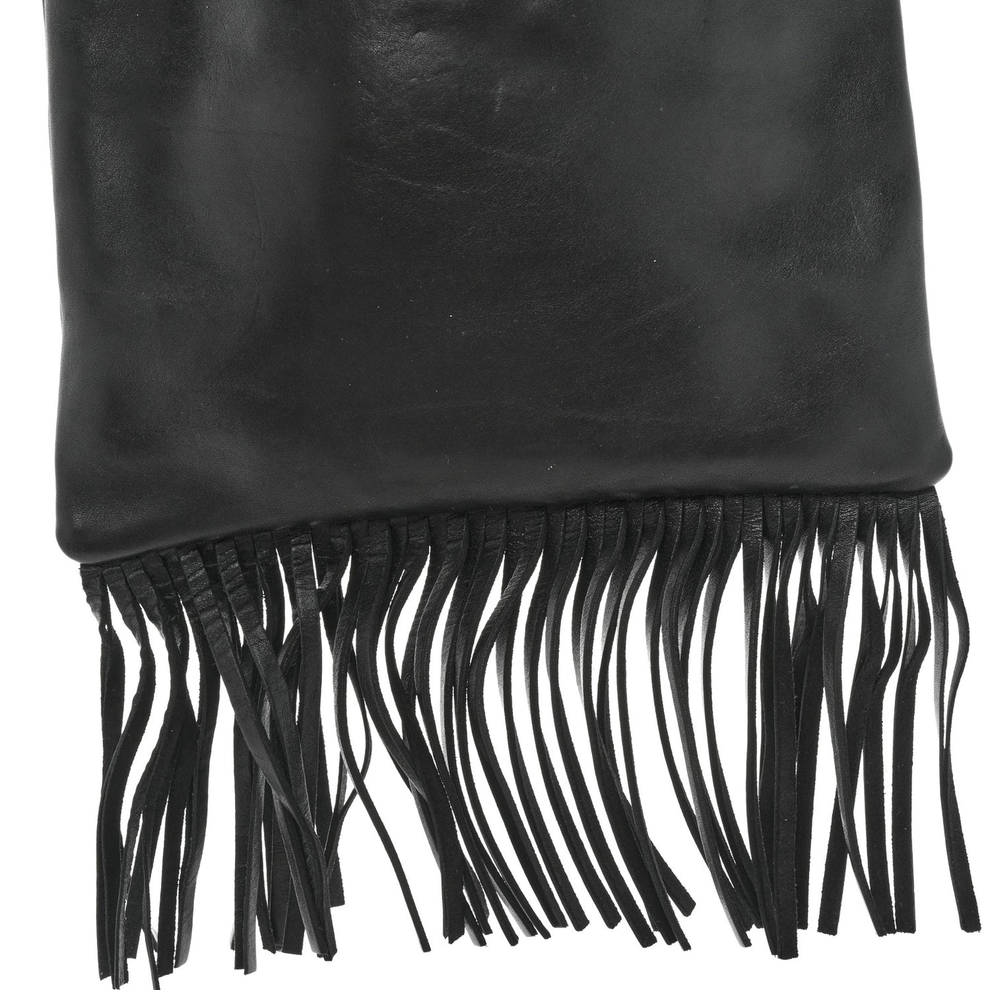 Calfskin Fringe Small Monogram Bucket Bag Black