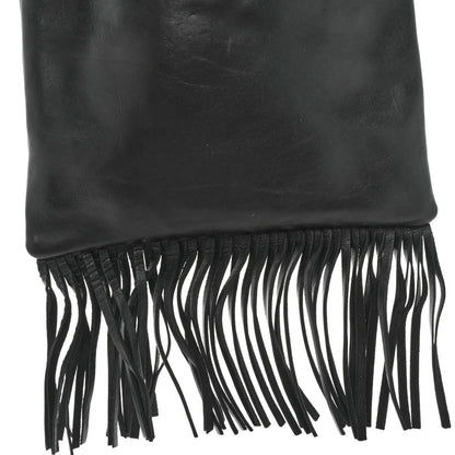 Saint Laurent Calfskin Fringe Small Monogram Bucket Bag Black 10 of 11