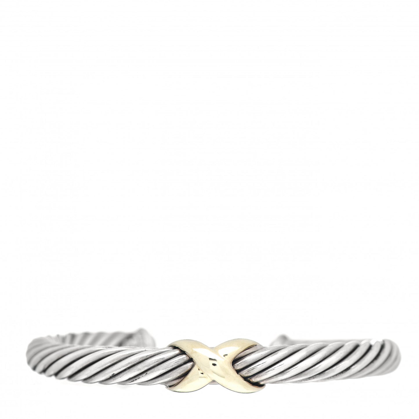 Sterling Silver 14K Yellow Gold 7mm X Station Cable Bracelet