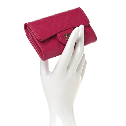 Chanel Caviar Quilted Flap Card Holder Wallet Fuchsia 2 of 8