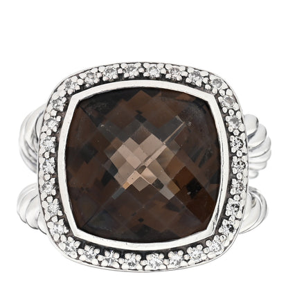 David Yurman Sterling Silver Diamond Smoky Quartz 14mm Albion Ring 52 6 1 of 4