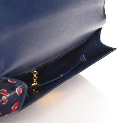 Gucci Textured Calfskin Heartbeat Print Clutch Blue 5 of 9