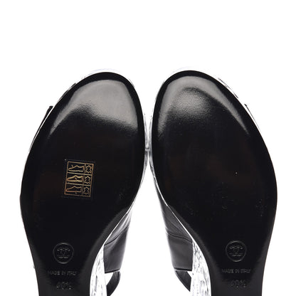 Chanel Lambskin Metallic Wedge Open Toe Pumps 40.5 Black 11 of 11