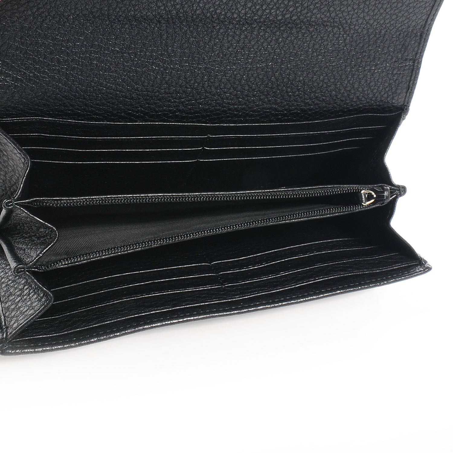 Gucci Leather Bamboo Continental Wallet Black 6 of 8