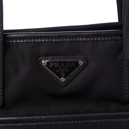 Prada Tessuto Nylon Saffiano Shopping Tote Black 7 of 8