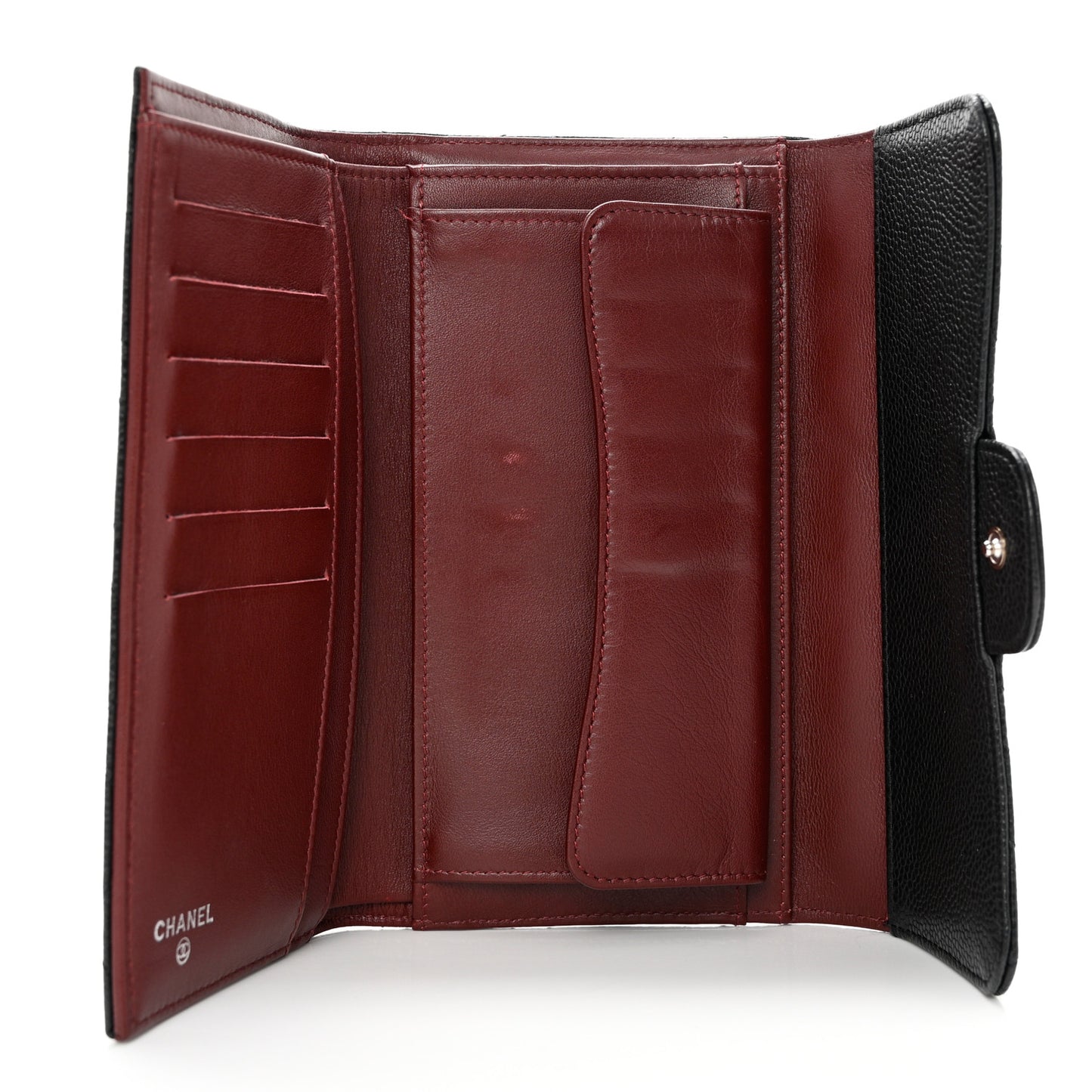 Caviar Quilted Long Flap Wallet Black
