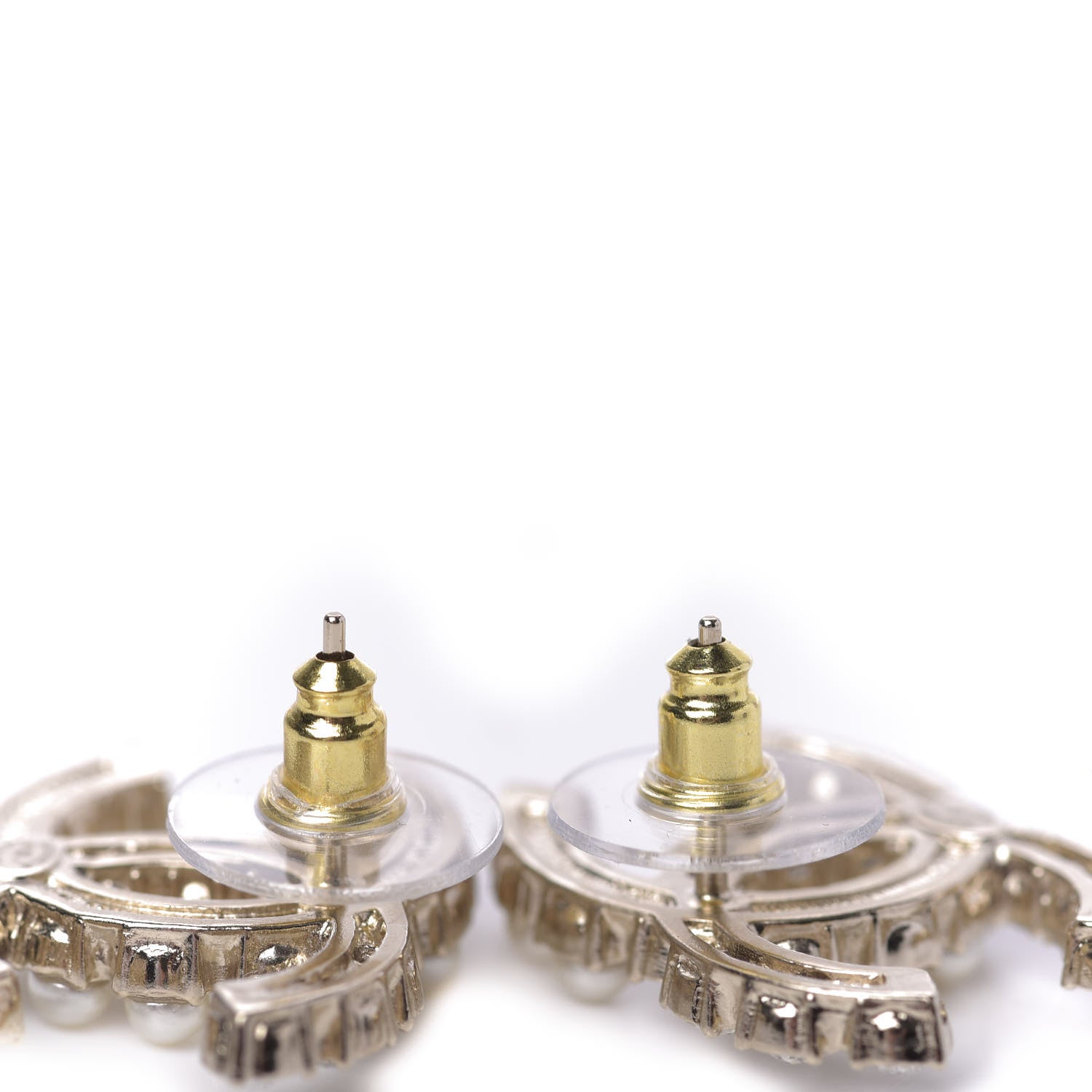 Chanel Crystal Pearl CC Dazzling Domino Earrings Gold 4 of 5