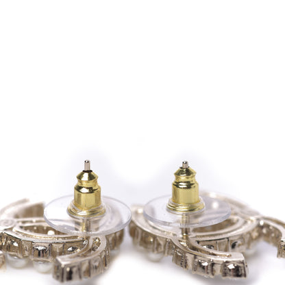 Chanel Crystal Pearl CC Dazzling Domino Earrings Gold 4 of 5