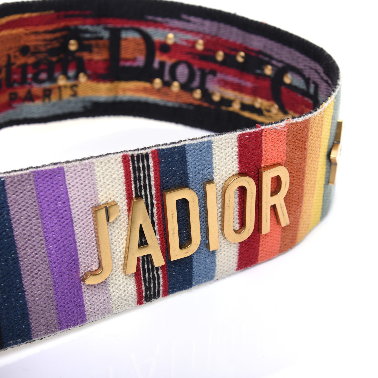 Christian Dior Canvas Embroidered Studded Rainbow J’Adior Shoulder Strap 7 of 7
