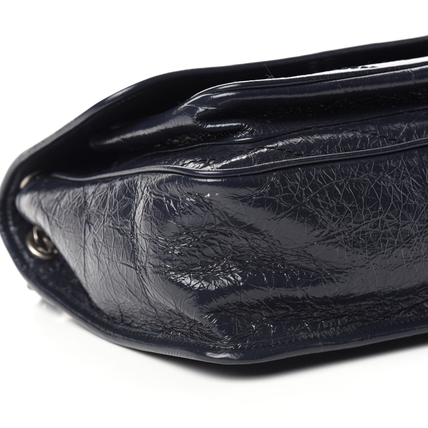 Crinkled Calfskin Matelasse Monogram Medium Niki Chain Satchel Deep Marine