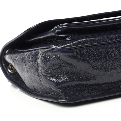 Saint Laurent Crinkled Calfskin Matelasse Monogram Medium Niki Chain Satchel Deep Marine 7 of 9