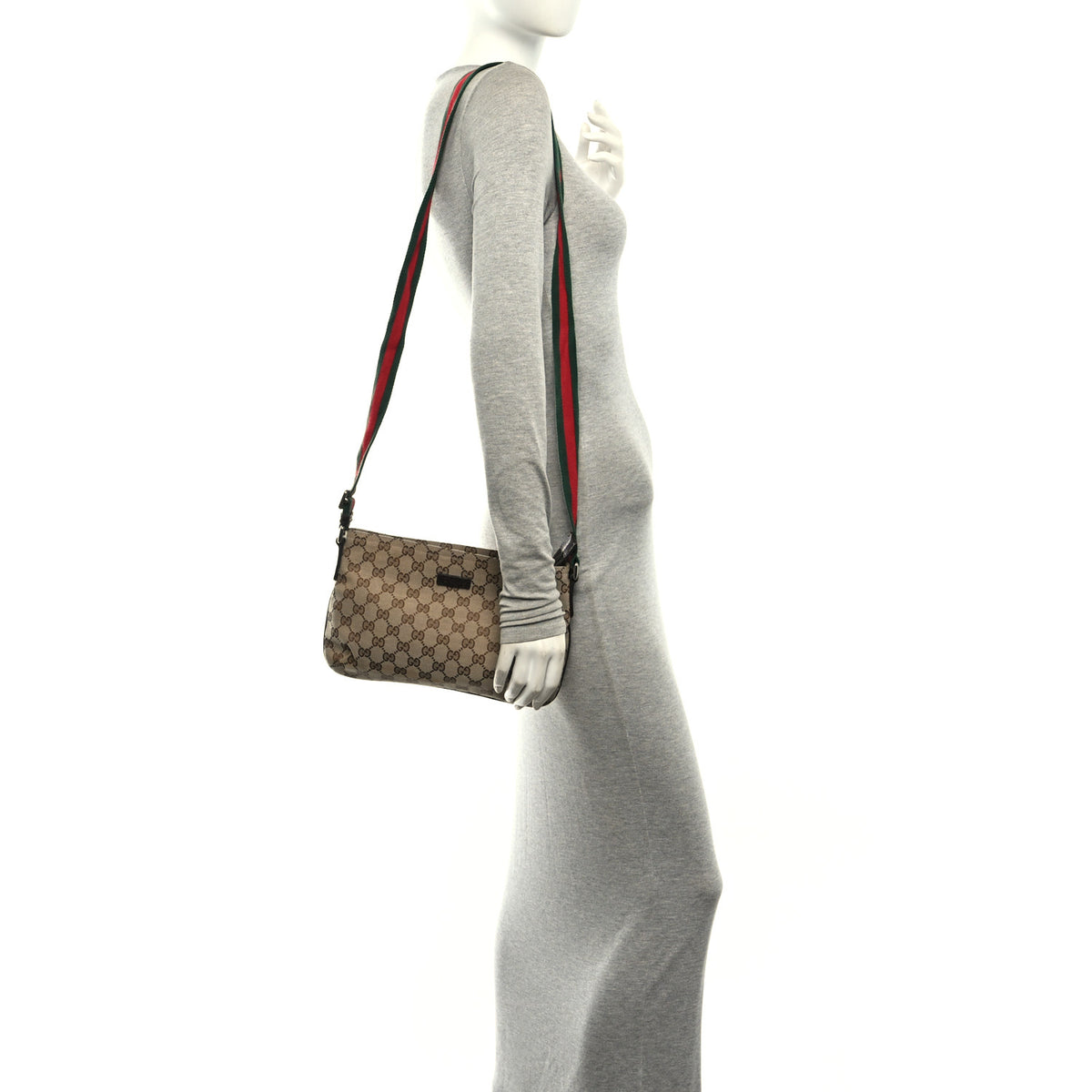 Monogram Web Small Flat Messenger Crossbody Dark Brown