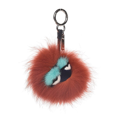 Fendi Fox Mink Rabbit Fur Vitello Dolce Blueminous Monster Bag Bug Charm Rust Turquoise 1 of 3