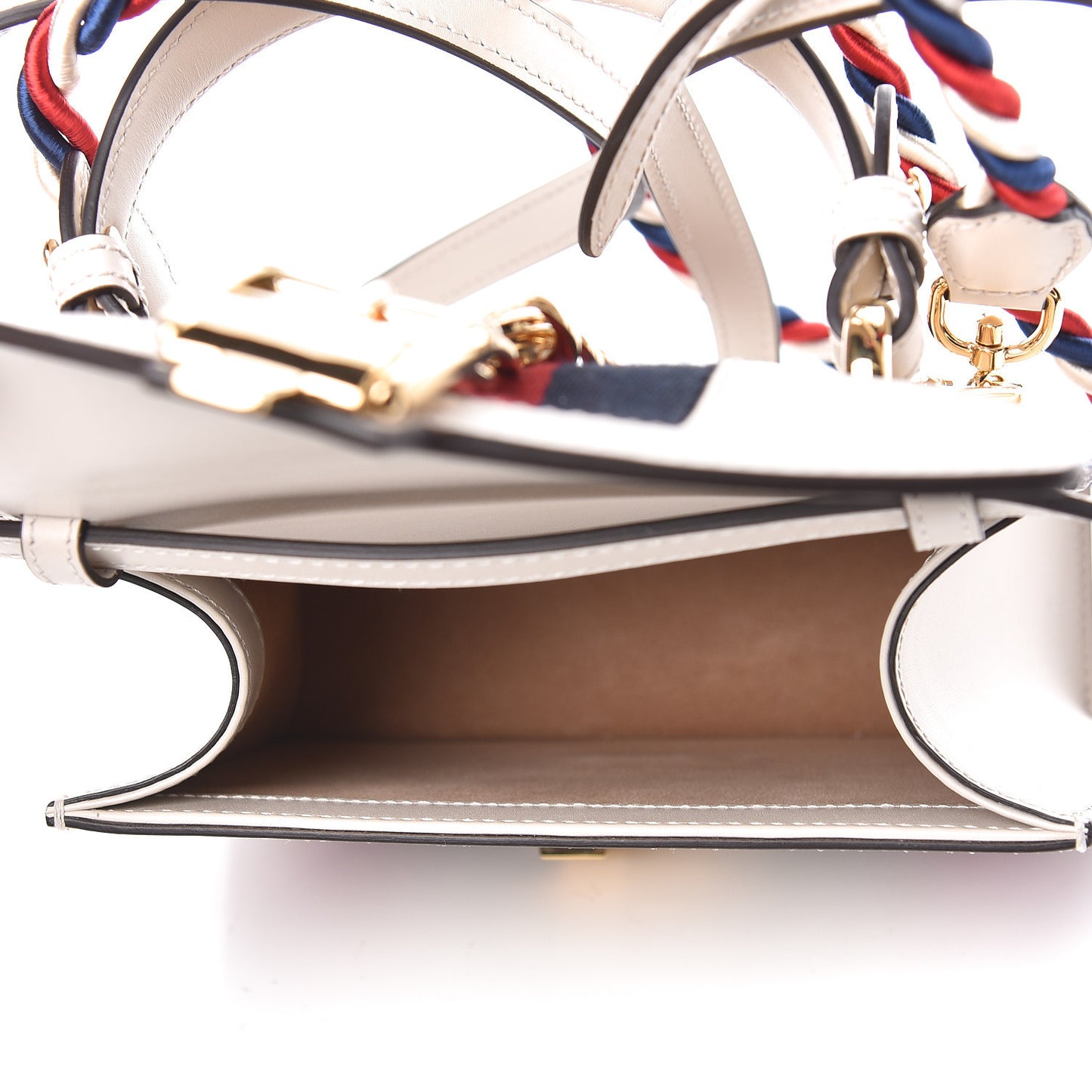Calfskin Embroidered Mini Sylvie Top Handle Bag White