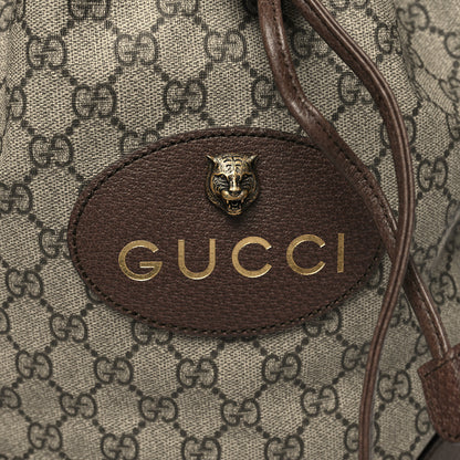 Gucci GG Supreme Monogram Neo Vintage Drawstring Bucket Backpack Beige New Acero Crop 8 of 10
