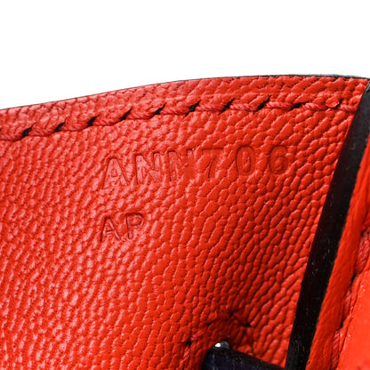 Hermes Togo Birkin Verso 30 Bleu Nuit Orange Poppy 7 of 12