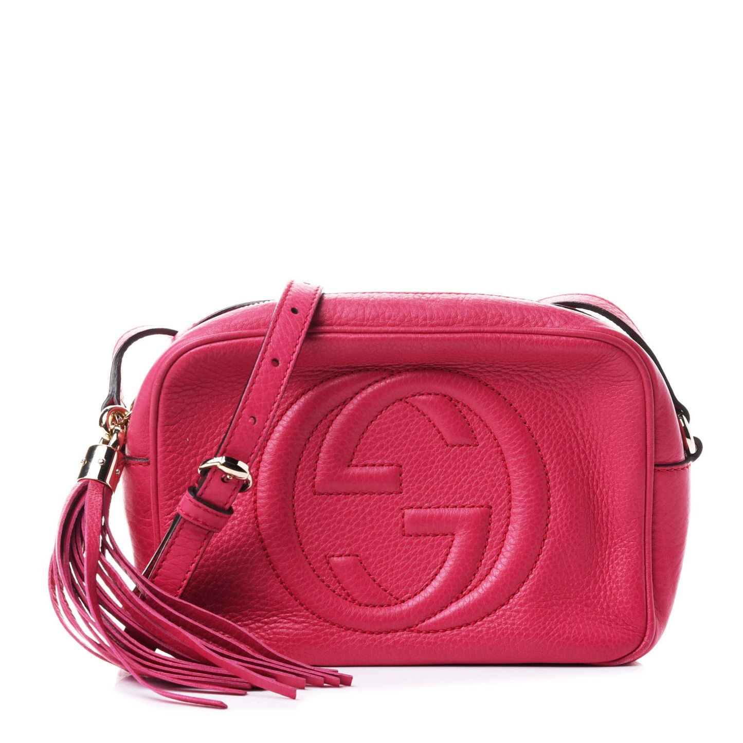 Pebbled Calfskin Small Soho Disco Bag Fuchsia