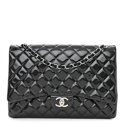 Chanel Striated Patent Quilted Maxi Double Flap Black 1 of 14