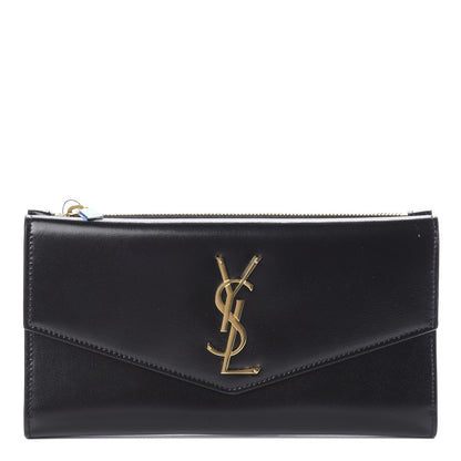 Saint Laurent Smooth Shiny Calfskin Monogram Uptown Wallet Black 1 of 6