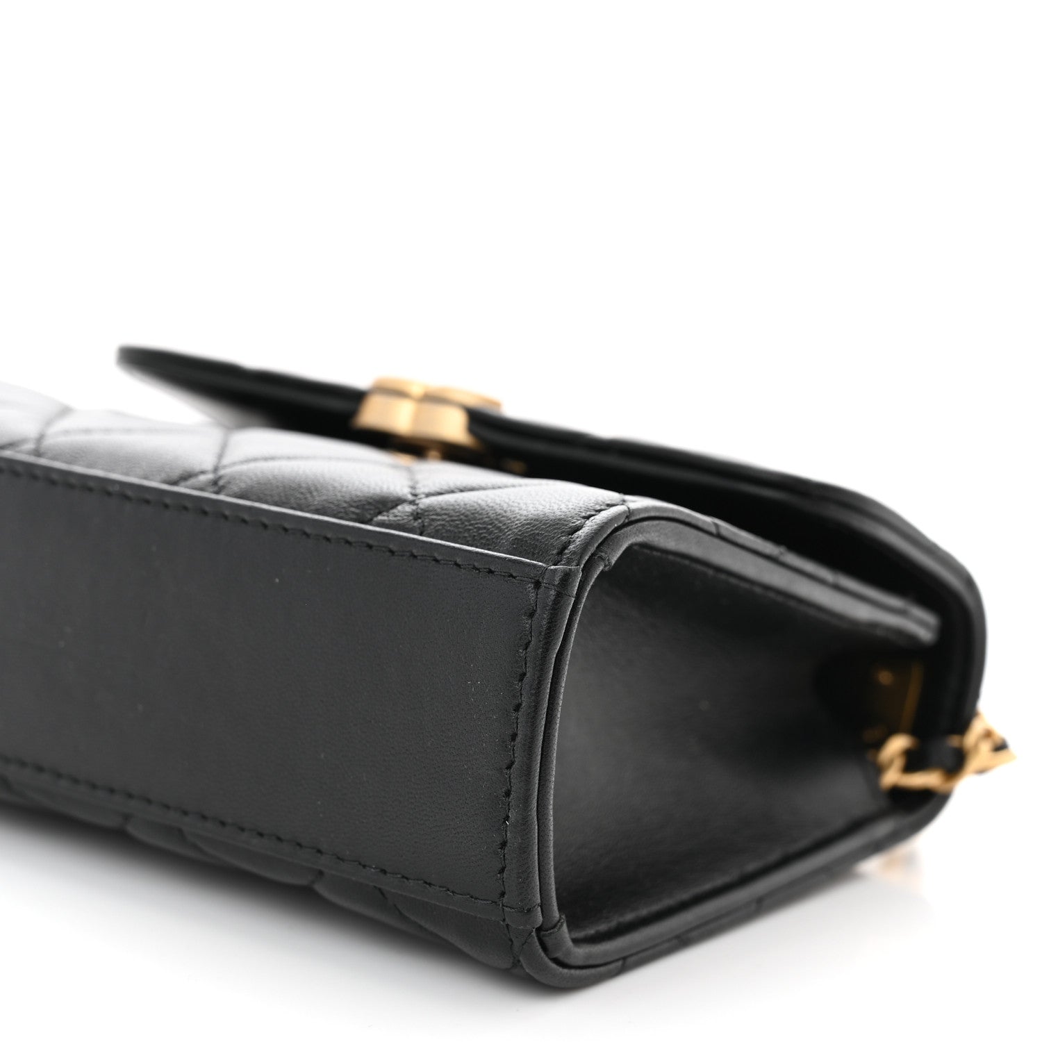 Chanel Lambskin Enamel Quilted Top Handle Flap With Chain Black 10 of 11