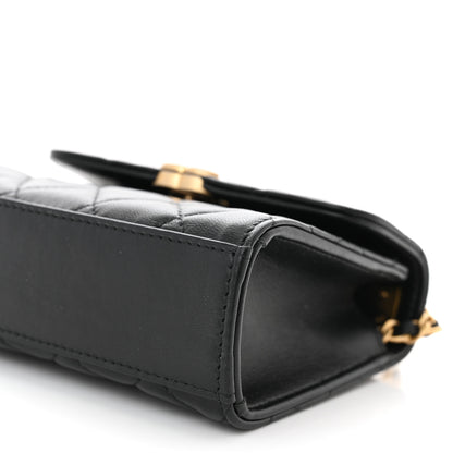 Chanel Lambskin Enamel Quilted Top Handle Flap With Chain Black 10 of 11