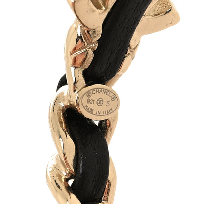 Chanel Lambskin CC Turnlock Chain Hoop Earrings Matte Gold Black 4 of 4