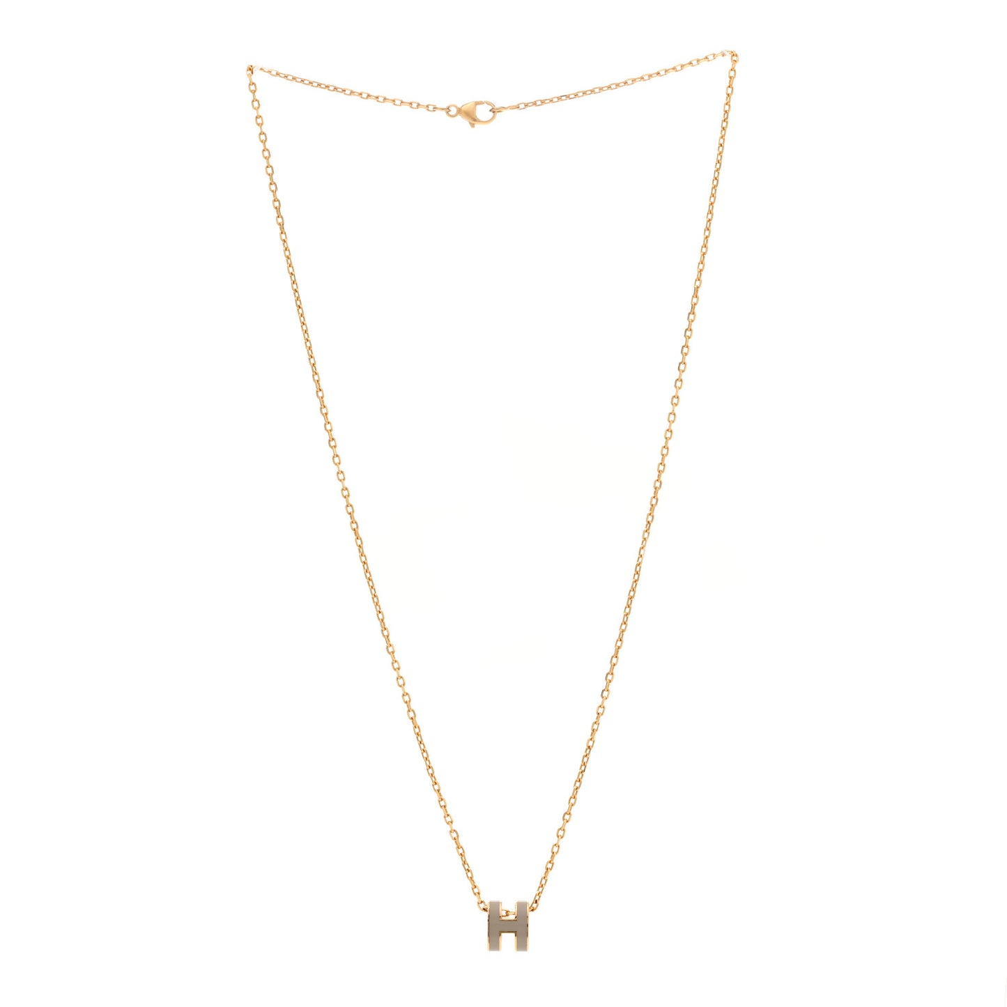 Lacquered Gold Mini Pop H Pendant Necklace Marron Glace