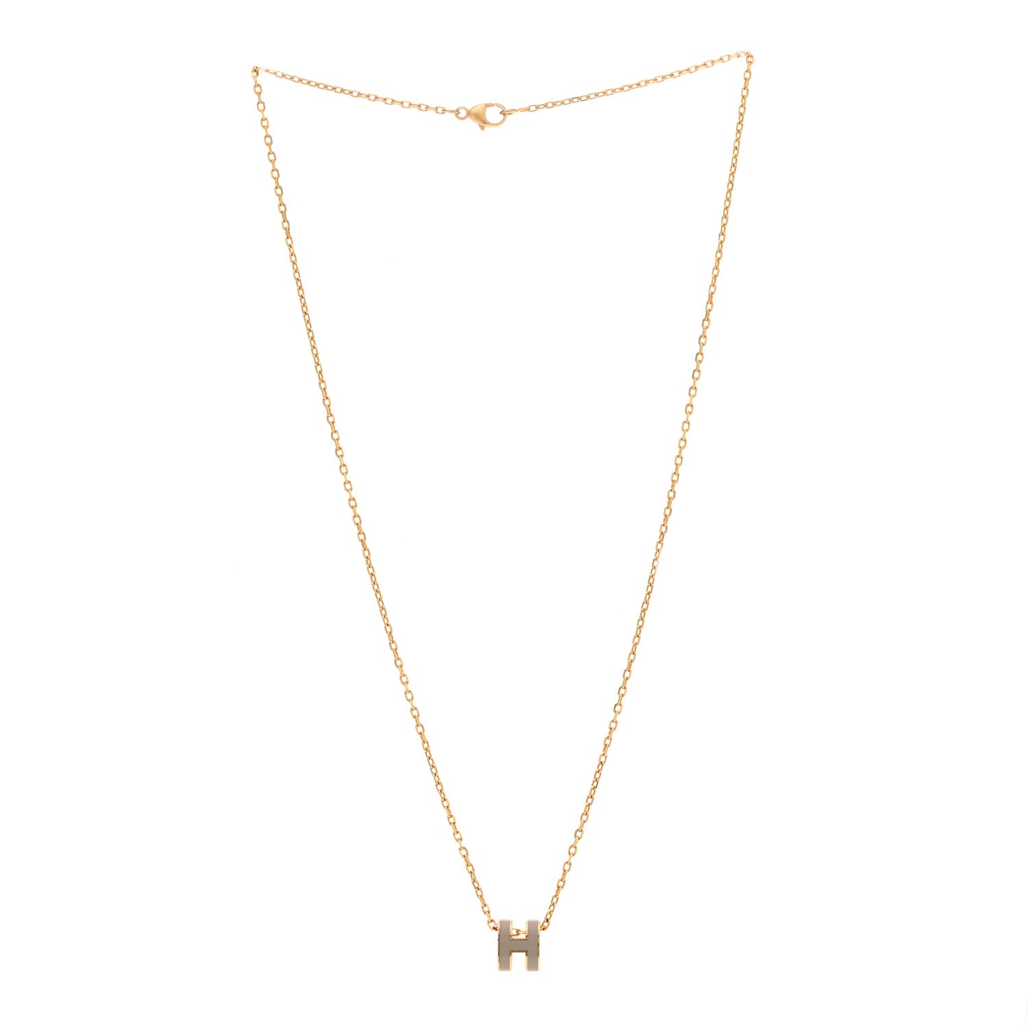 Hermes Lacquered Gold Mini Pop H Pendant Necklace Marron Glace 3 of 7