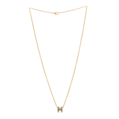 Hermes Lacquered Gold Mini Pop H Pendant Necklace Marron Glace 3 of 7