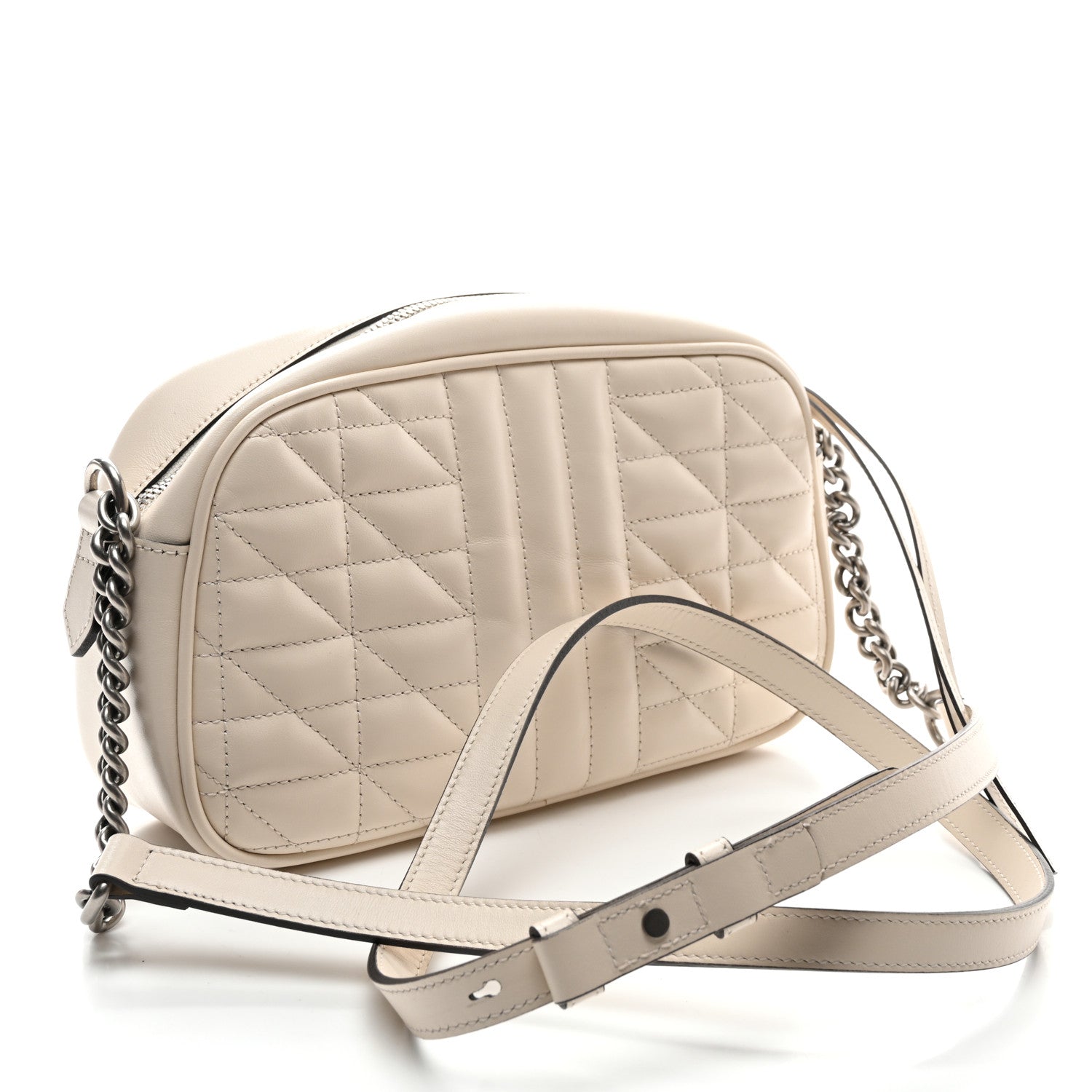 Gucci Calfskin Matelasse Aria Small GG Marmont Chain Shoulder Bag Mystic White 3 of 10