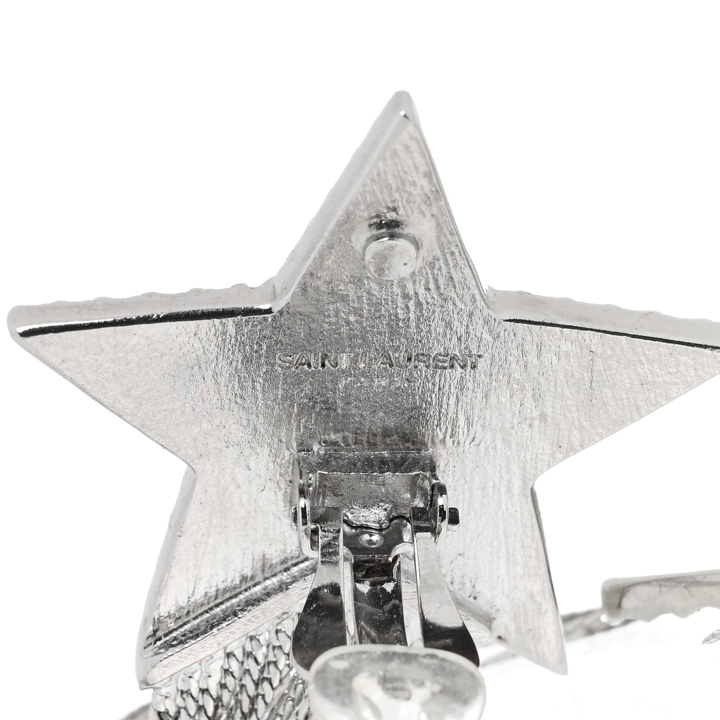 Crystal Shooting Star Fringe Clip On Earrings Silver