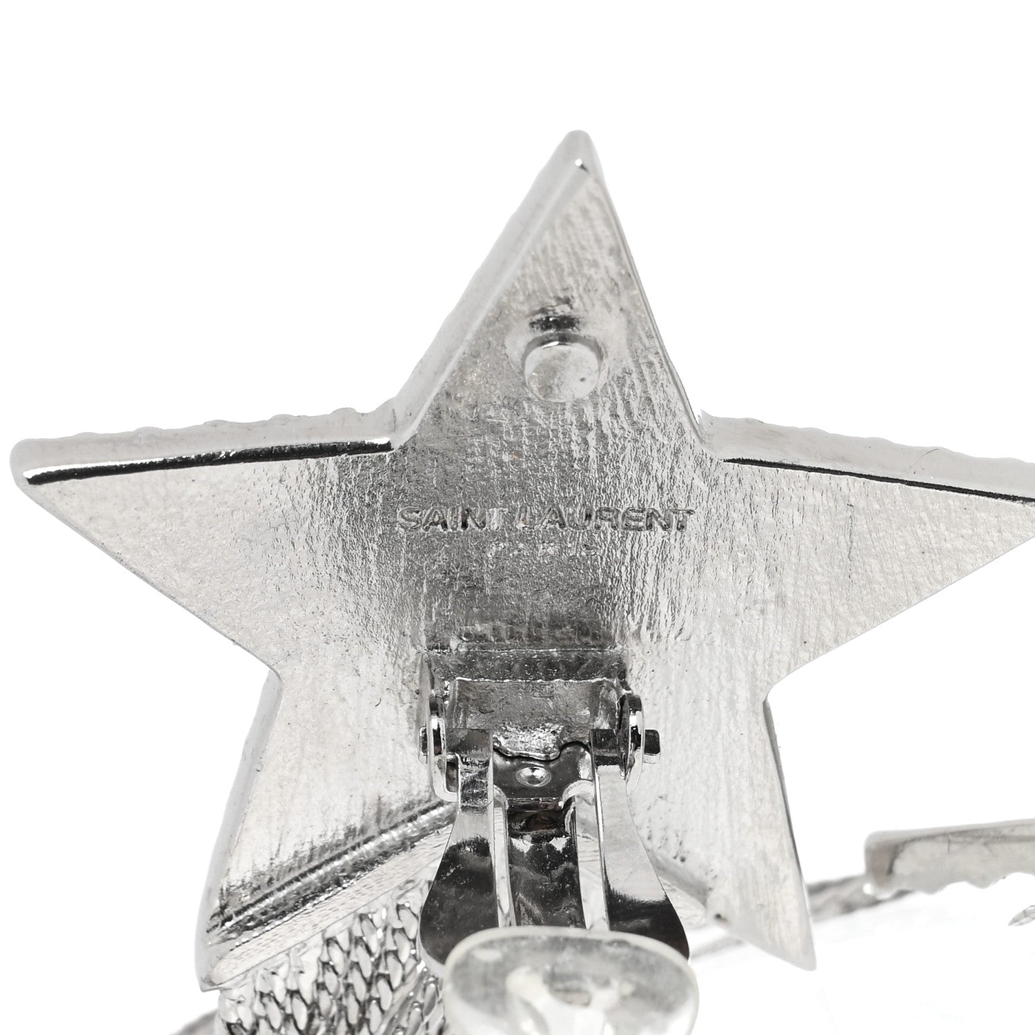 Saint Laurent Crystal Shooting Star Fringe Clip On Earrings Silver 4 of 4