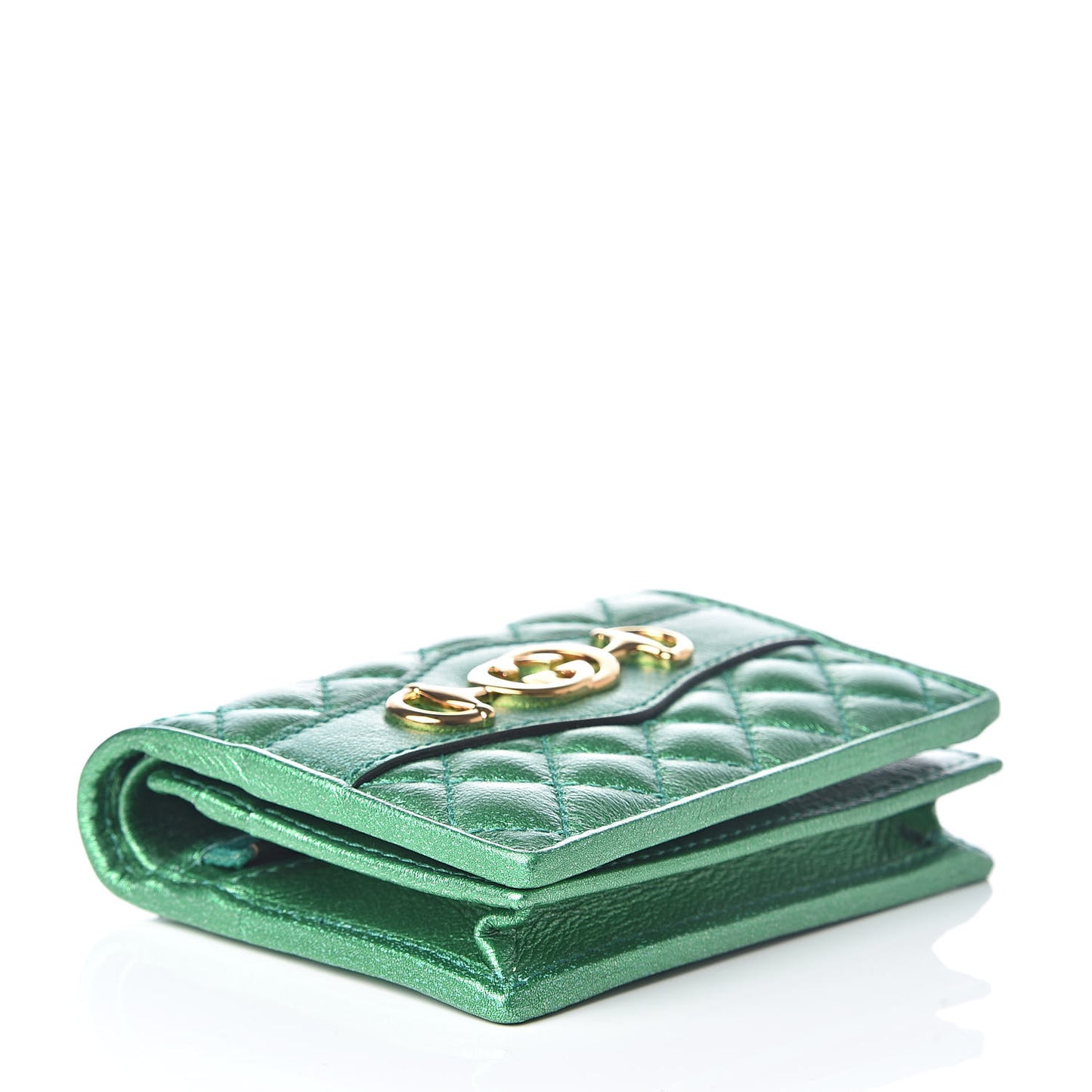 Laminated Nappa Trapuntata Zumi Card Case Jasmine Green