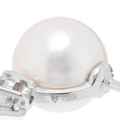 Mikimoto 18K White Gold Diamond Akoya Pearl 8-8.5mm Stud Earrings 4 of 5