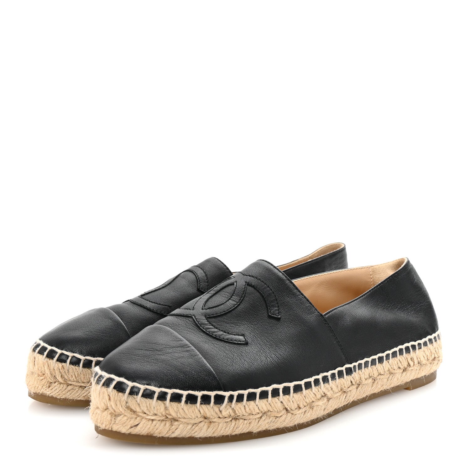 Chanel Lambskin CC Espadrilles 38 Black 4 of 9