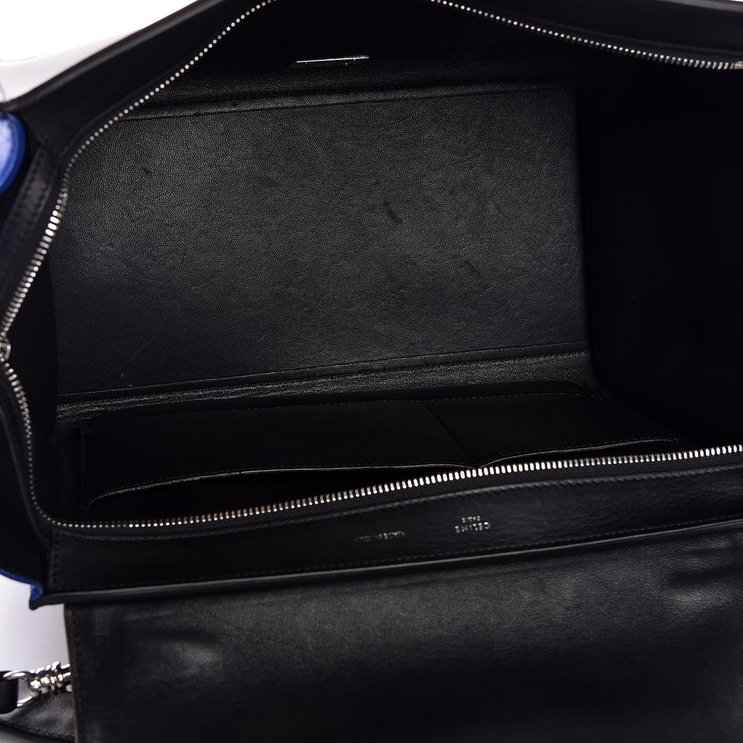 Celine Pony Hair Smooth Calfskin Tri-color Medium Trapeze Cobalt 6 of 7