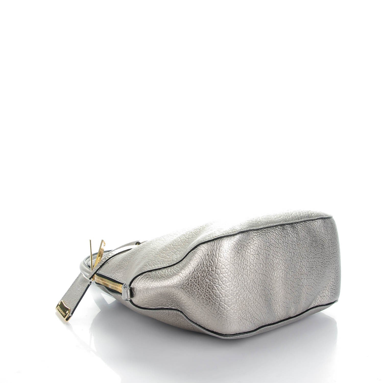 Burberry Metallic Heritage Grain Medium Orchard Bowling Bag Silver 4 of 10