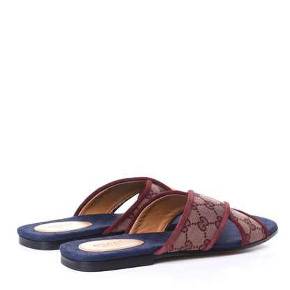 Gucci Canvas GG Monogram Womens Criss Cross Slide Sandals 38 Sahara Rubino Chardonnay 4 of 10